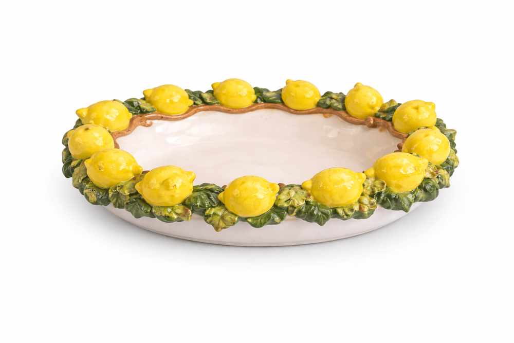 Plat de service en céramique italienne avec citrons – Artisanat méditerranéen de Toscane